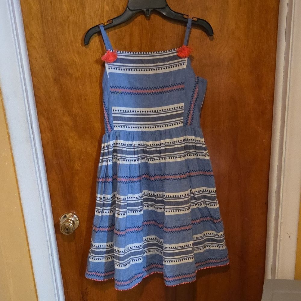 Mini Boden Blue Gray Tiered Pleated Sundress